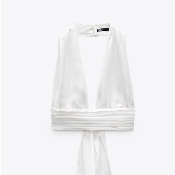 Zara Tops - White silky crop top